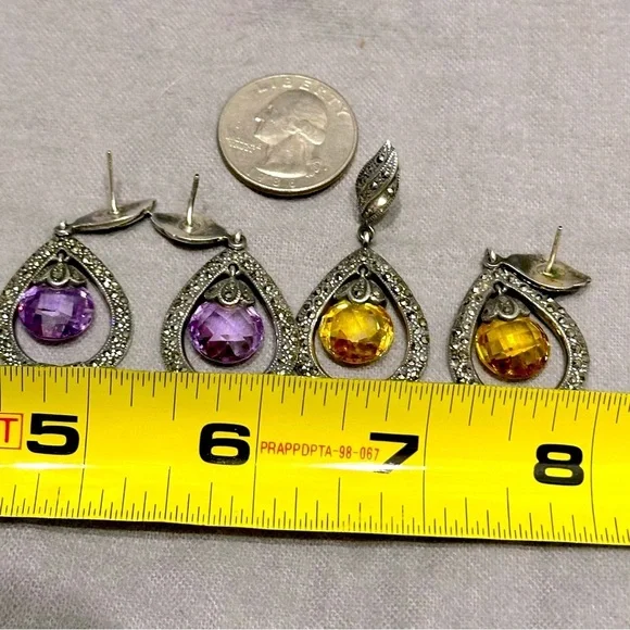 💎 Silvery Dangly Gemstone Earrings vintage - sold separately! - Picture 9 of 12